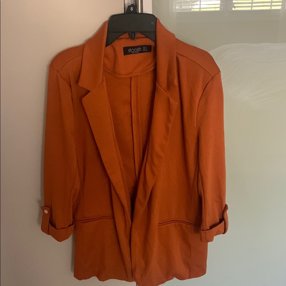 Stoosh Orange Blazer Relaxed Fit Lightweight